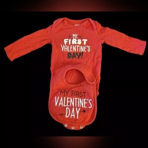 Bodysuit & Bib Set for Little Cupid. Due around August for 6M Valentine's Day